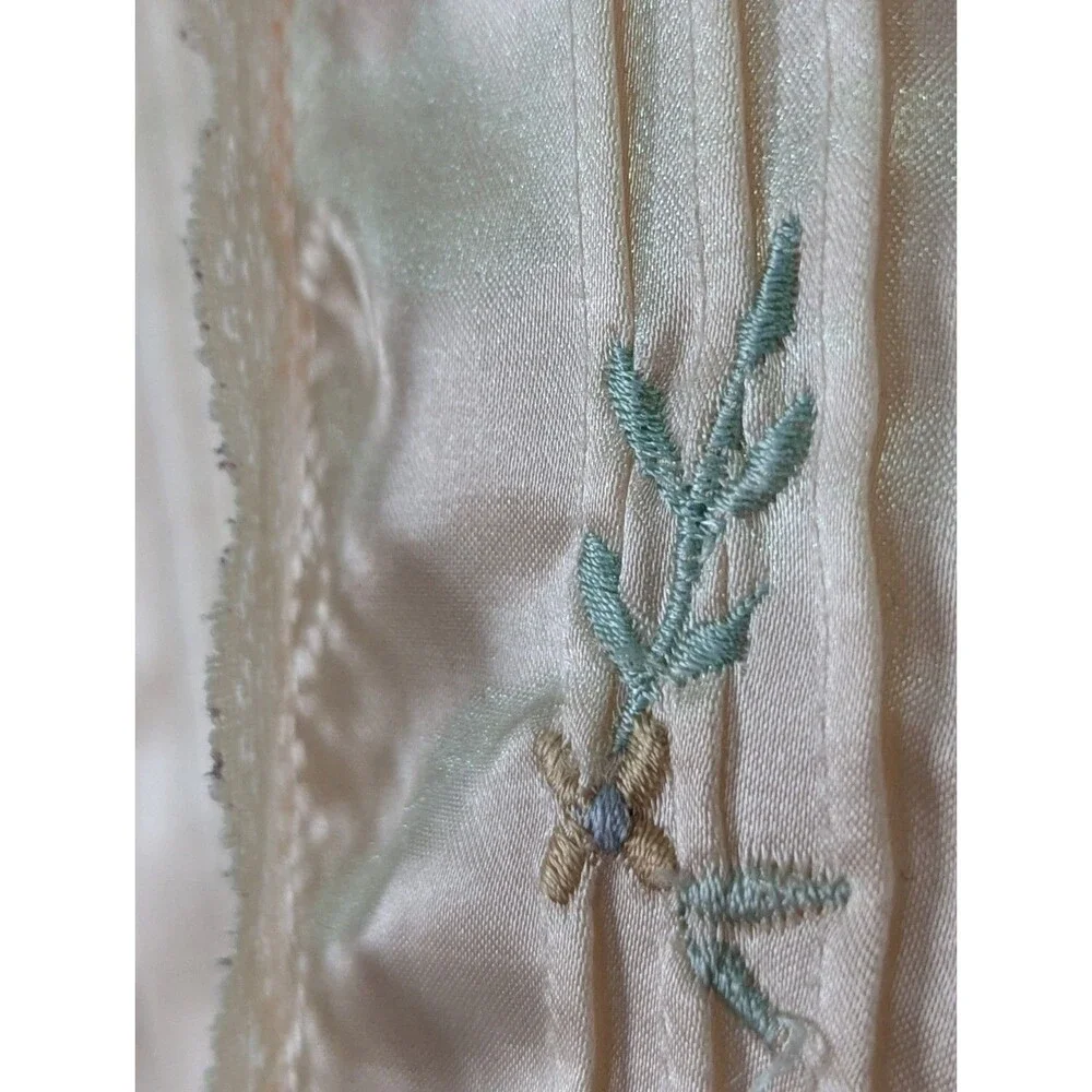 Amanda Payne Satin Nightgown Pajama Shirt Womens Medium Ivory Lace Embroidery